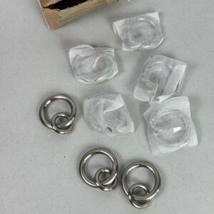 Pottery Barn Set of 8 Round Brushed Nickel Metal Round Ring